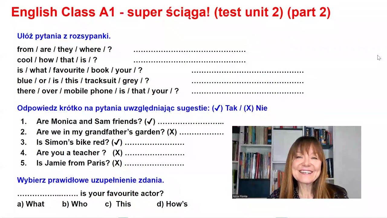 English Class A1+ Testy Klasa 5 Unit 4 English Class poziom A1 - test unit 2 (część 2) - YouTube