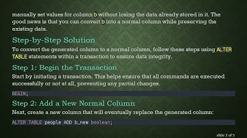 Converting a Generated Column to a Normal Column in PostgreSQL 12