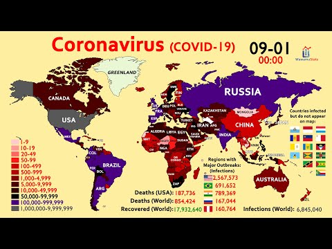 World Map Timelapse of the Coronavirus (January to September)