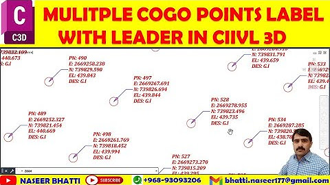 Multiple Cogo Points label style with Leader in civil 3d | Cogo Points label style in civil 3d