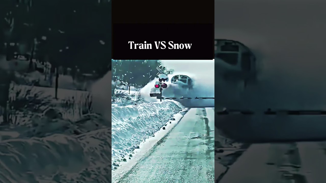 Satisfying: Train Clears Tracks in Heavy Snow Storm