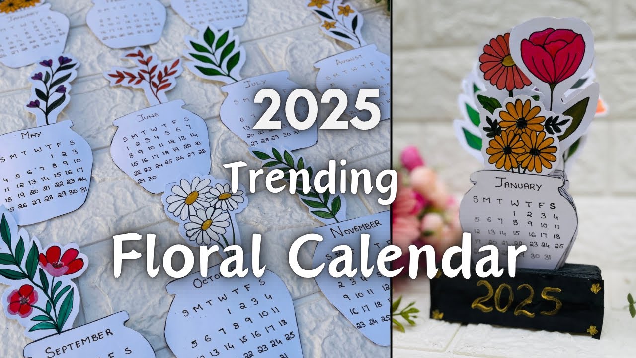 Trending Floral Calendar Making🌷🌸 | 2025 Calendar| Floral Desk Calendar | New Year | Desk Calendar |