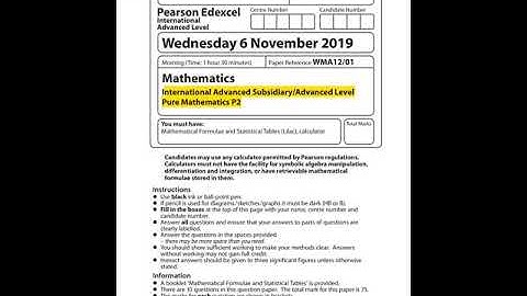 Edexcel P2 International A Level Mathematics November 2019 WMA12/01 Q1b solutions