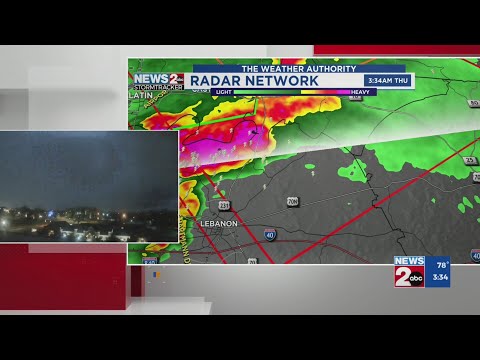 Lightning illuminates wall cloud near Lebanon, TN | VIDEO