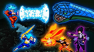 Goku SSGSS & Vegeta SSB DBFZ VS Uzumaki Naruto V1 & Sasuke FMS V2 in Jump Force Mugen