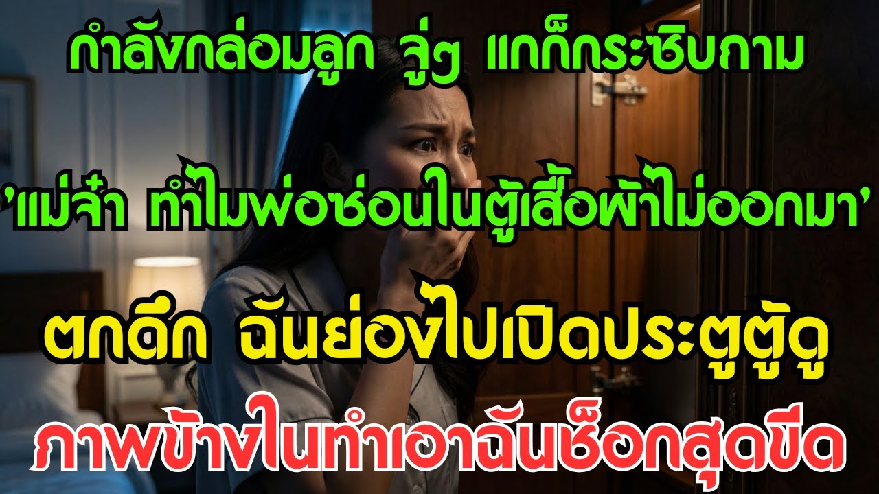 กำลังกล่อมลูก จู่ๆ แกก็กระซิบถาม 'แม่จ๋า ทำไมพ่อซ่อนในตู้เสื้อผ้าไม่ออกมา'