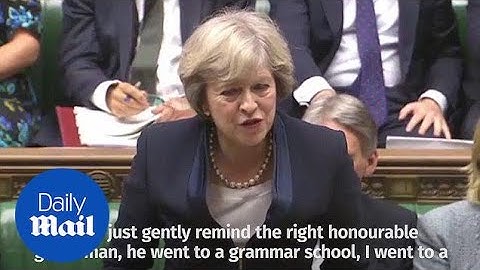 PM Theresa May clashes with Corbyn over grammar schools in 2016 - Daily Mail