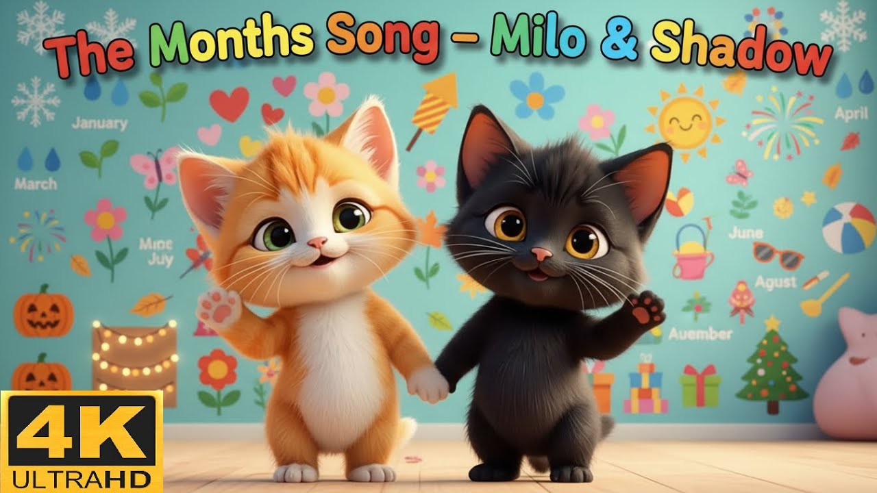 🎵  We Learning Months with Milo and Shadow! 🌟| Song Video for Kids! 🎺🎸