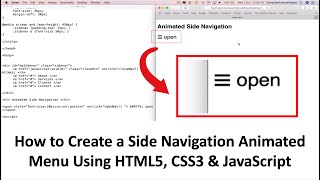 How to CODE a Side Navigation Animated Menu Using HTML5, CSS3 & JavaScript | New
