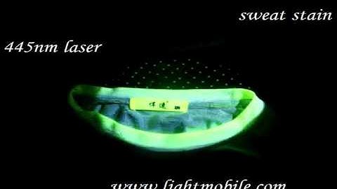 Forensic light source laser light application: sweat stain on the clothes