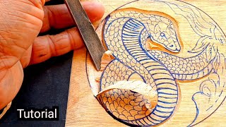 Wood carving King Cobra || carving tutorial