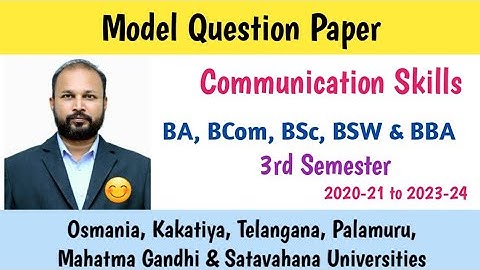 Communication skills | Model Question Paper | UG 3rd Semester | BA BCOM BSC BBA | OU KU PU MGU SU TU