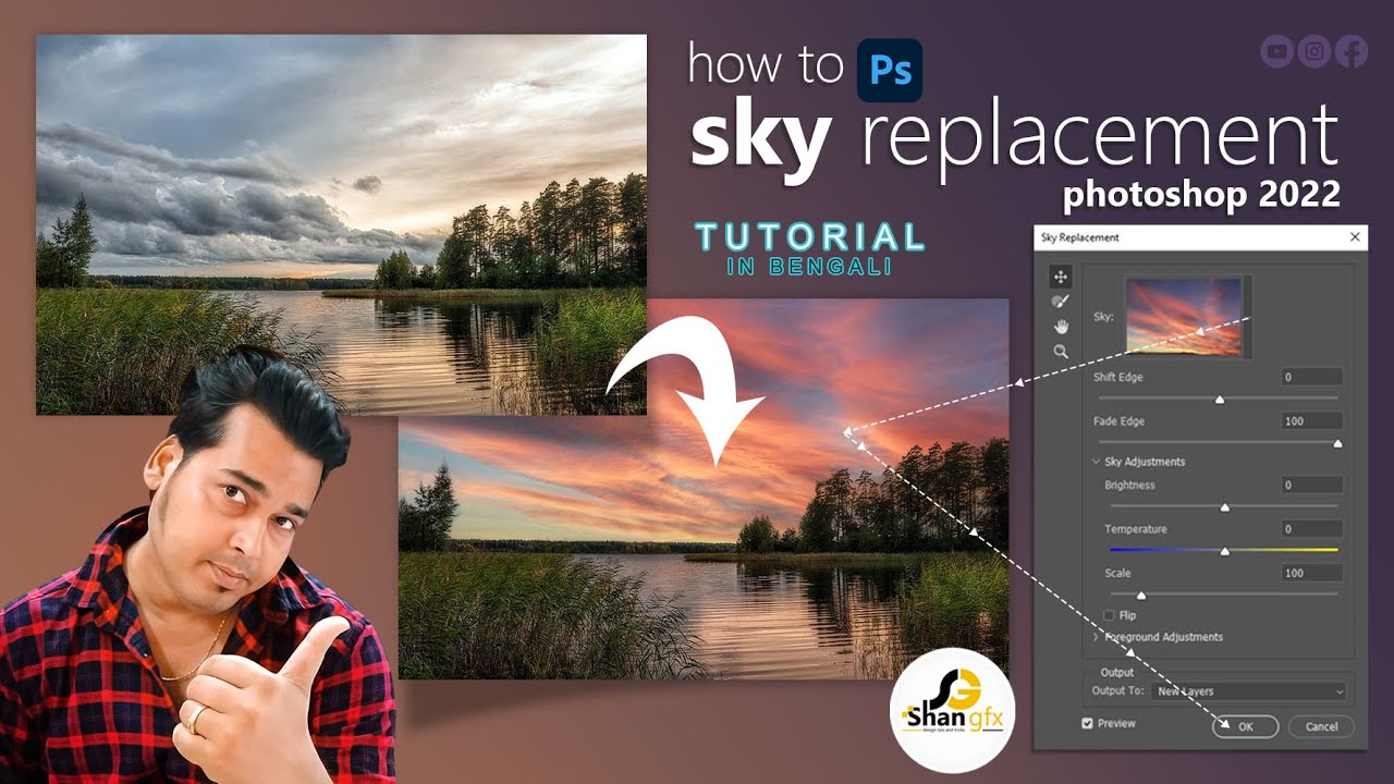 how to sky replacement photoshop | #shangfx | how to change sky ...