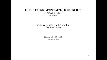 Sensitivity Analysis in LP problems (Problems Lecture)