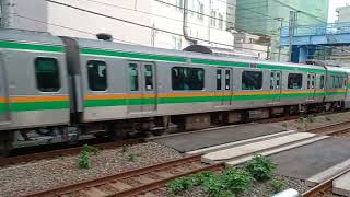 JR東日本E233系3000番台初期横コツE-01編成+後期横コツE-58編成1583E東海道線普通平塚行き大井町駅高速通過