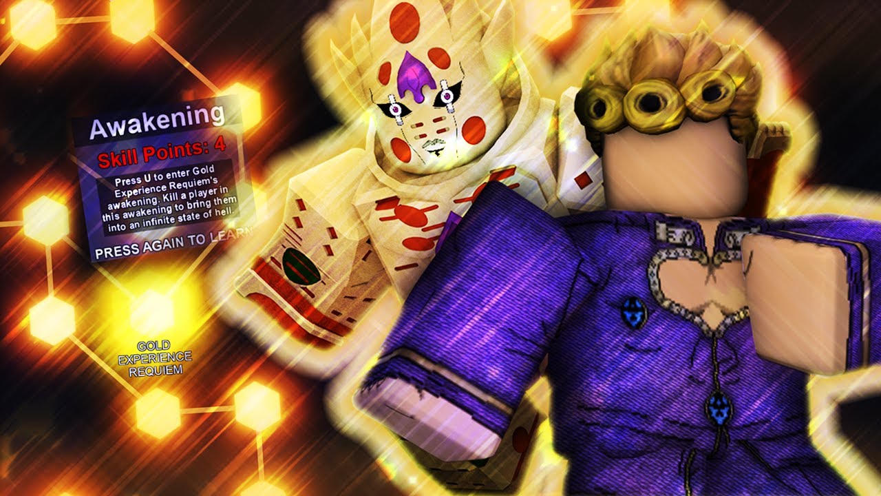 Your Bizarre Adventure X Gold Experience Requiem Youtube - golden experience roblox avatar