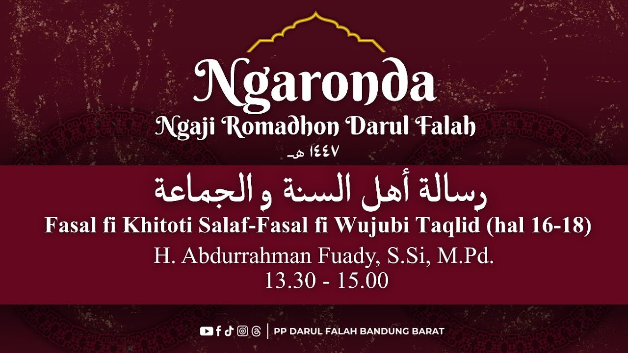 PENGAJIAN PASARAN SIANG ROMADHON PONDOK PESANTREN DARUL FALAH BANDUNG BARAT 2026
