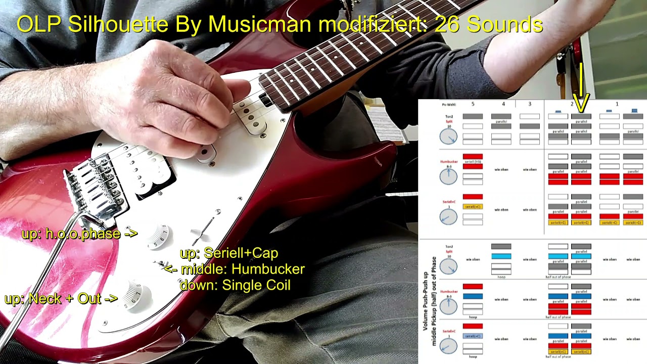 OLP MM4 Musicman Silhouette modifiziert: 26 Sounds - YouTube