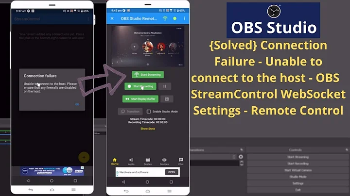 {Solved} Connection Failure - Unable to connect to the host - OBS  StreamControl WebSocket Settings