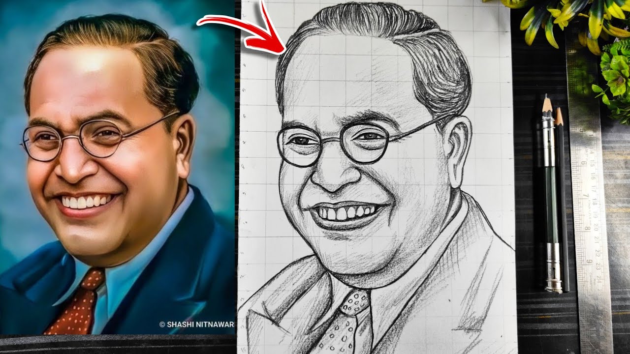 DR Babasaheb Ambedkar Drawing, BR Ambedkar jayanti drawing Pencil, Bhimrao Ambedkar Drawing 