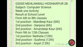 Subject Computer Science- Summer Holidays Activities- GSSSS MEHLANWALI HOSHIARPUR 2B