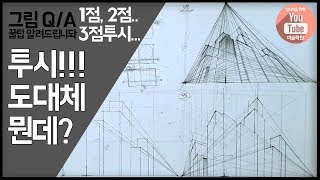 투시에 대해 더 자세히 알려주세요.(투시활용, 눈높이, 건물숲, 투시도법)