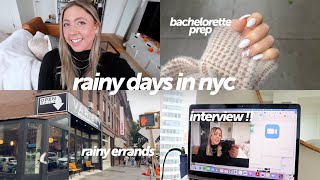 rainy fall nyc vlog: exciting interview, bachelorette party prep and packing, drinks in DUMBO etc