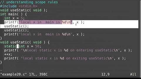 Some examples of different scope rules in c programming