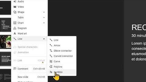how to make scribble line in google slides ?