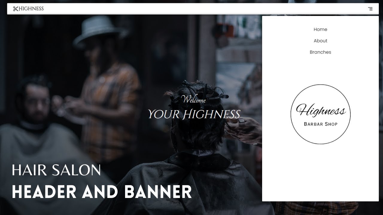 Responsive Hair Salon Website Navbar and header Using HTML, CSS and ...