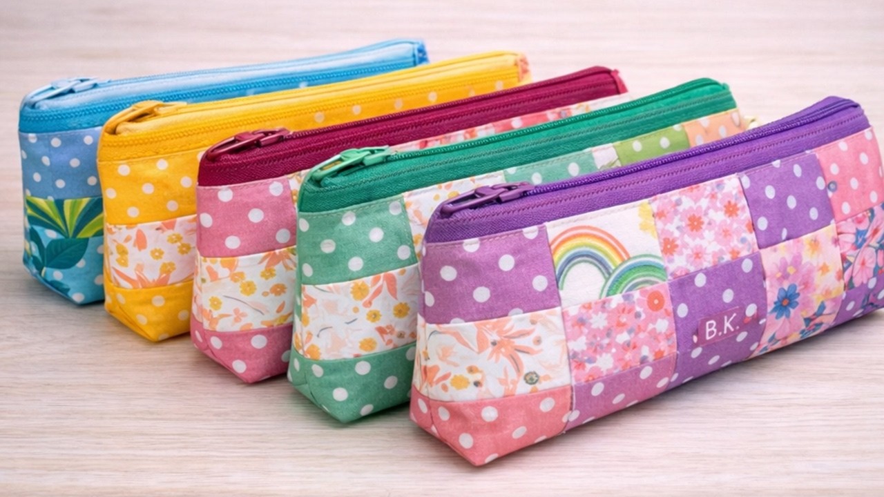 Don't throw away your fabric scraps. You can make this beautiful pencil holder! #fabric #sewing