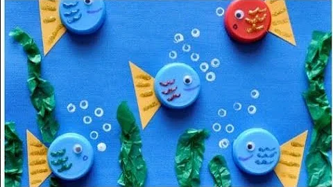 How To Make Bottle Cap Art (Fish and Flower Scene)