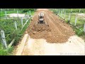 Stronger Old Dozer With Driver Skill Cutting Slope And Spreading Stone Building New Road