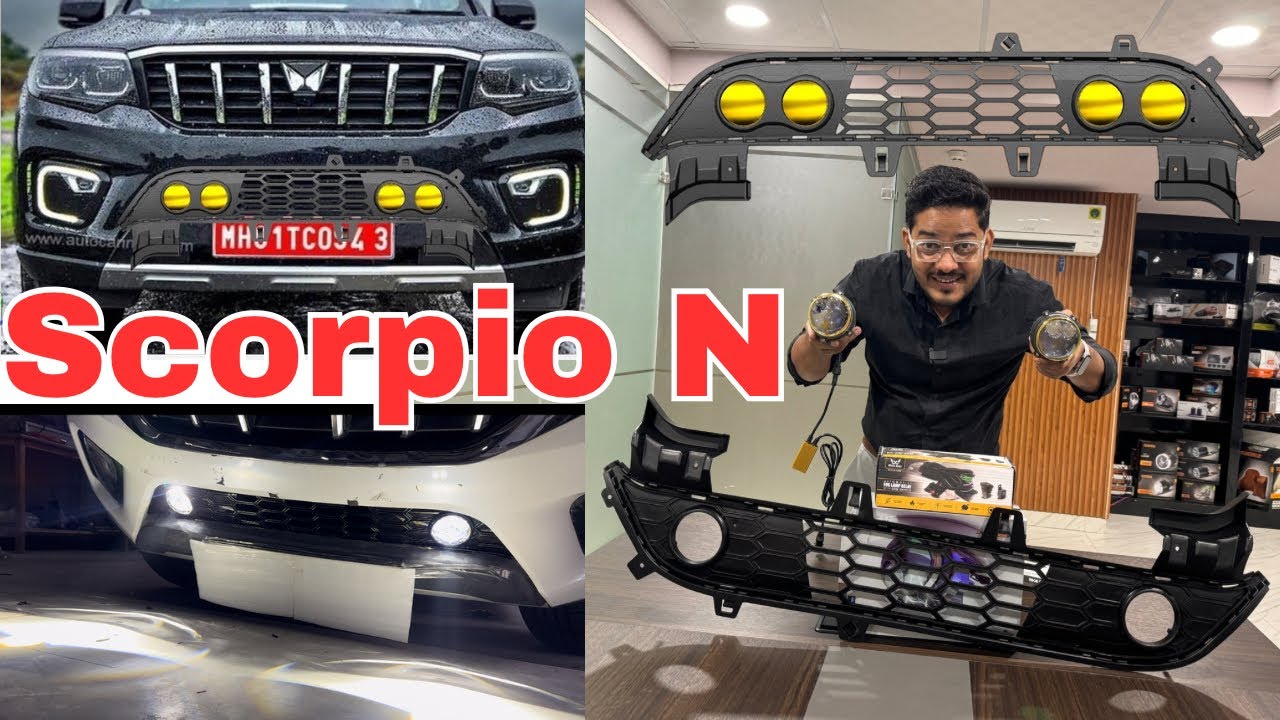 Scorpio N Perfect 🤩 Light Solution || Scorpio N Front Grill inbuilt Projector Bracket