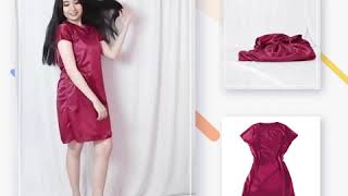 FOLVA daster rumah baju tidur bahan satin 1440MDR merah maron all size