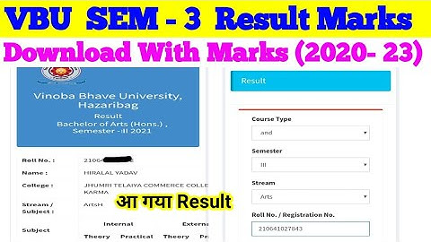 Sem 3 Result with Marks (20-23 ) l Semester 3 result download kaise kare marks ke sath vbu result