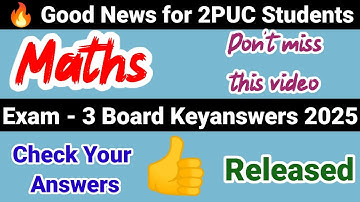 2nd puc maths key answers exam 3 2025 karnataka board