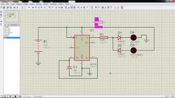 Proteus Simulation Software : Dual LED flashing Project Using 555 Timer IC
