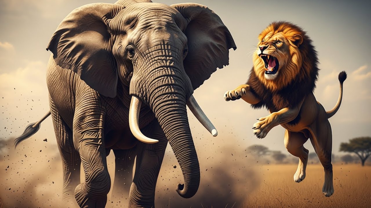 Elephant vs Lion – The Most Powerful Wildlife Clash Ever Caught