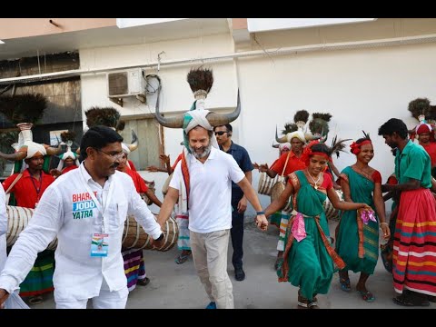 Enjoyed matching steps with Kommu Koya tribal dancers  Rahul Gandhi  Bharat Jodo Yatra