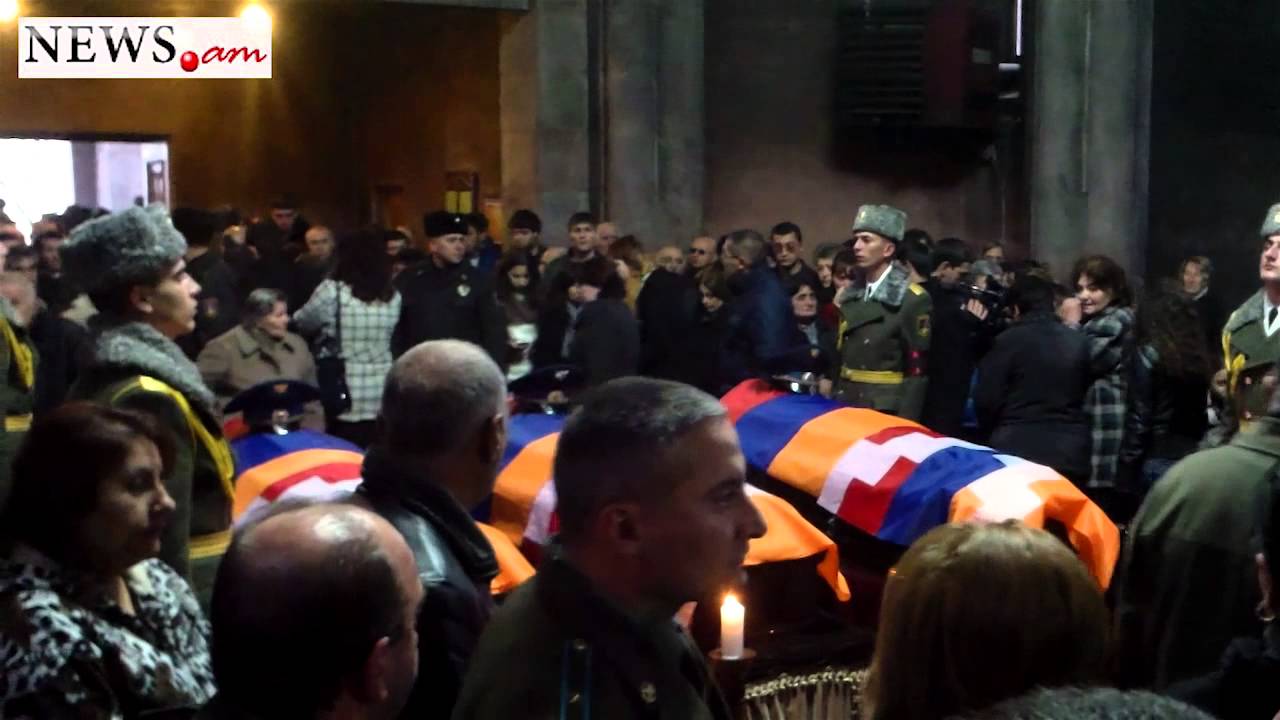 Civil funeral for killed helicopter pilots at Surb Sargis church