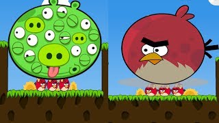 Angry Birds Cannon 3 - PUSH THE 100 EYES PIGGIES WITH TERENCE TO RE...