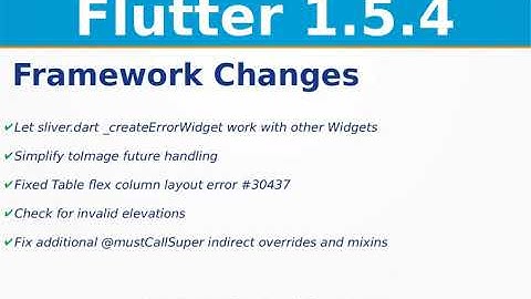 Flutter Framework Changes | Flutter 1.5.4 Release Updates | iOS | Web | Google I/O 2019