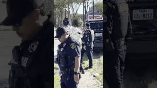 Hpd officer crashes into a fire hydrant