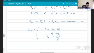 PH852, Relativistic Physics, Lecture 24, Maxwell Field Strength Tensor, Mar 12, 2021
