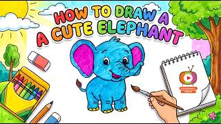 How to Draw a Cute Elephant π | Easy Elephant Drawing for Kids | Fun Drawing Tutorial