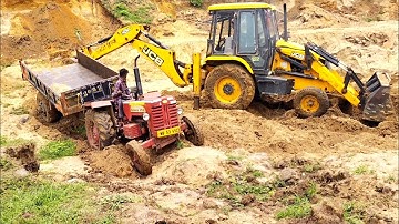Jcb 3dx Machine Loading Mud In 475 Di Tractor For Making Pond | Jcb Tractor Video | Jcb Video | Jcb