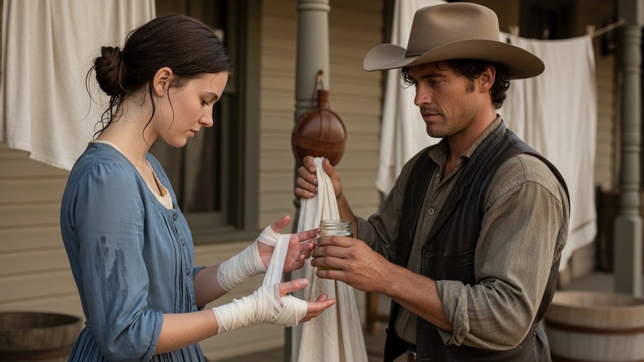 She Was Working Until Her Hands Cracked And Bled, The Cowboy Bandaged Them And Took Over The Work