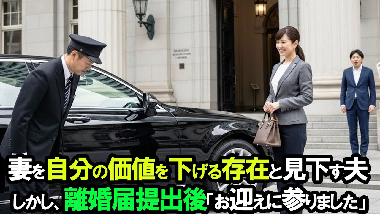 夫「田舎クサい女とは離婚だ！」妻を自分の価値を下げる存在と常に見下す夫。しかし、離婚届提出後「お迎えに参りました」と黒塗り高級車が現れ...【逆転劇】