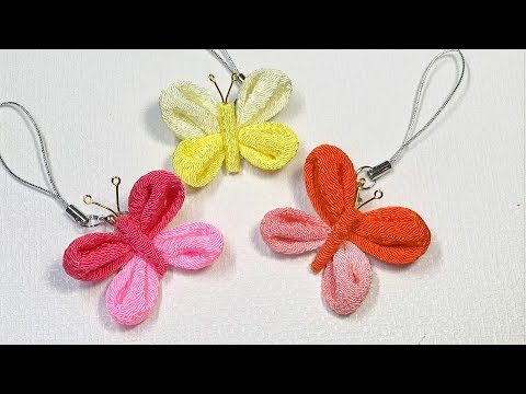 つまみ細工の蝶々のストラップhow To Make A Butterfly Strap 作り方解説付き Youtube